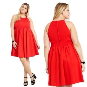 TORRID High Neck Skater Dress Size 28 red ponte new with tags